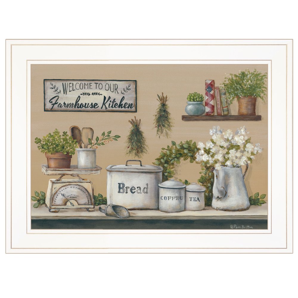 Garden Farmhouse Kitchen White Framed Print Kitchen Wall Art