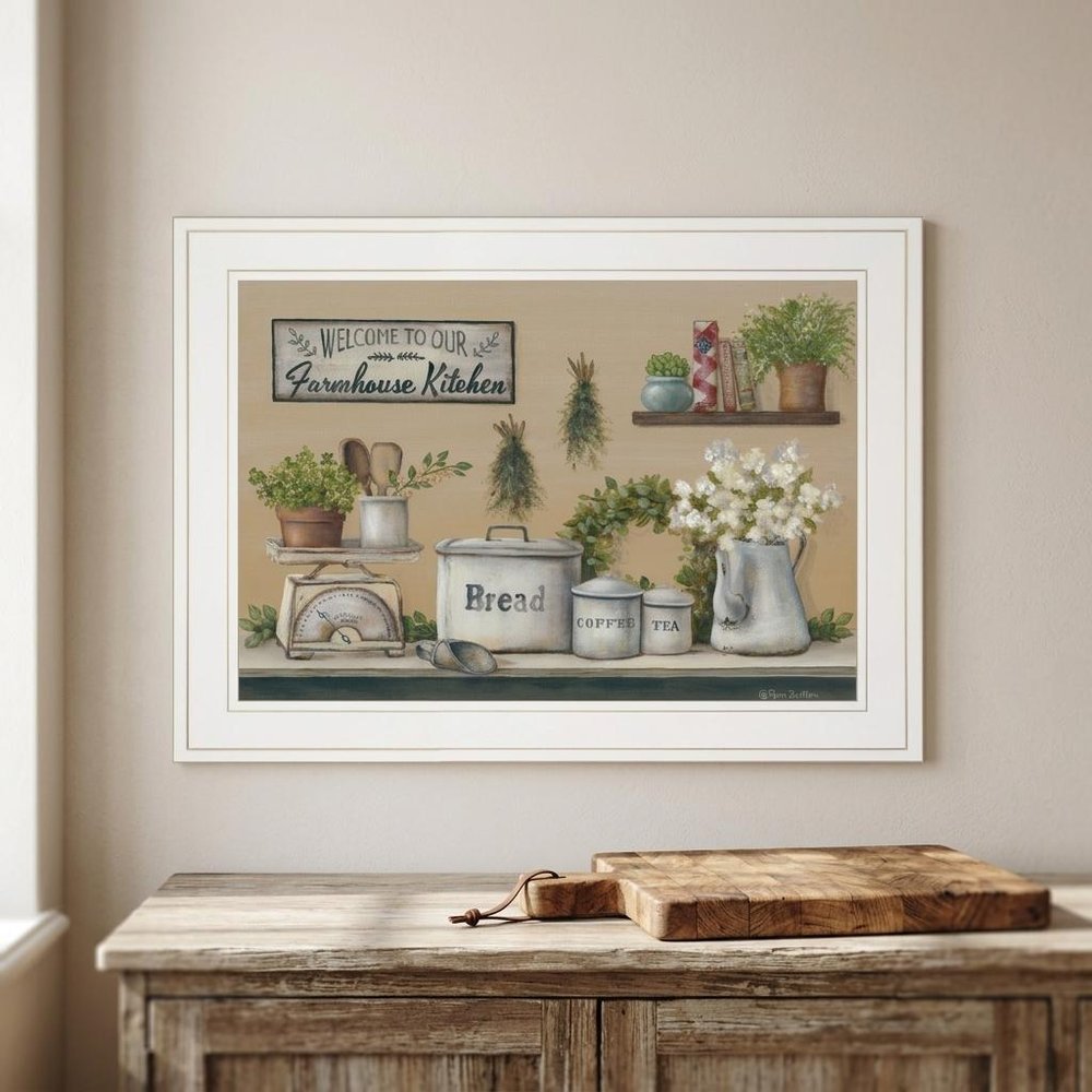 Garden Farmhouse Kitchen White Framed Print Kitchen Wall Art
