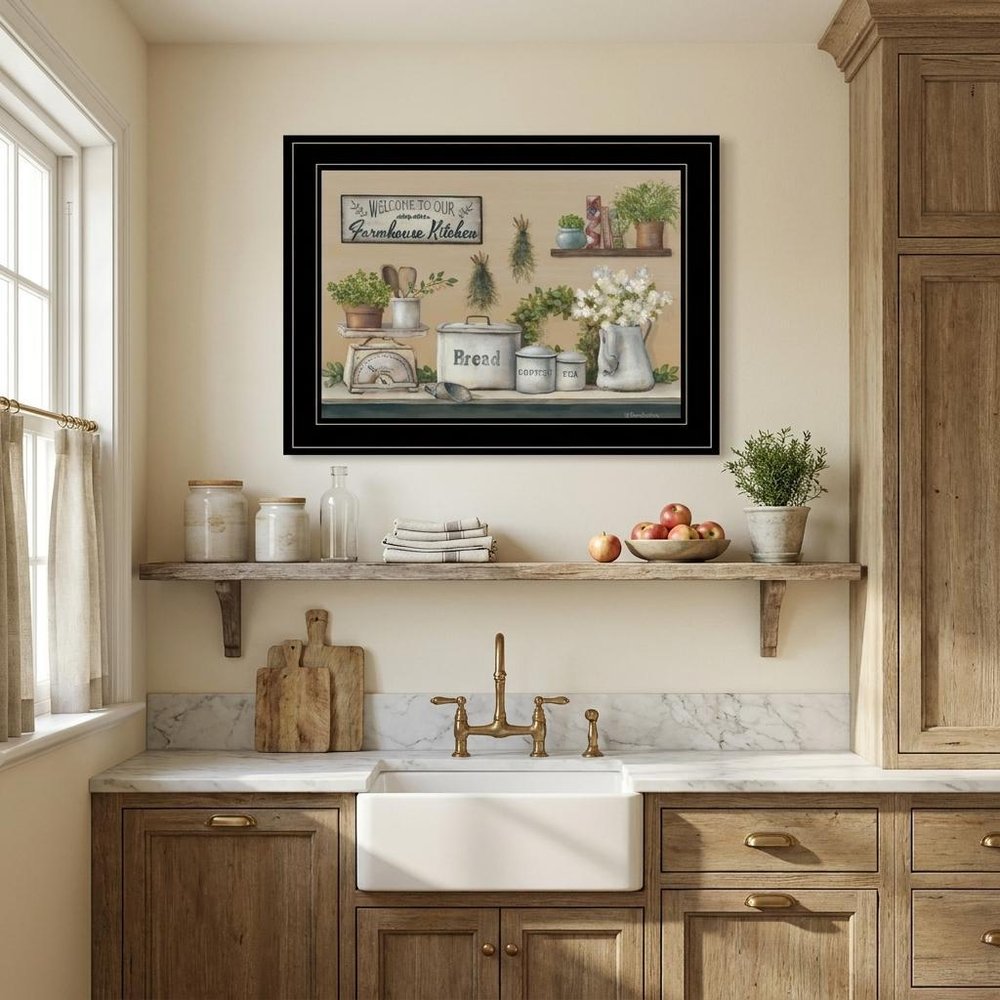 Garden Farmhouse Kitchen Black Framed Print Kitchen Wall Art