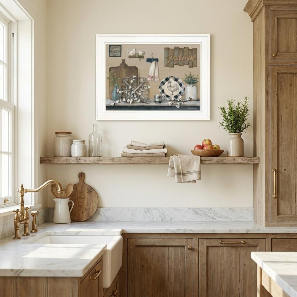 Farmhouse Kitchen White Framed Print Kitchen Wall Art