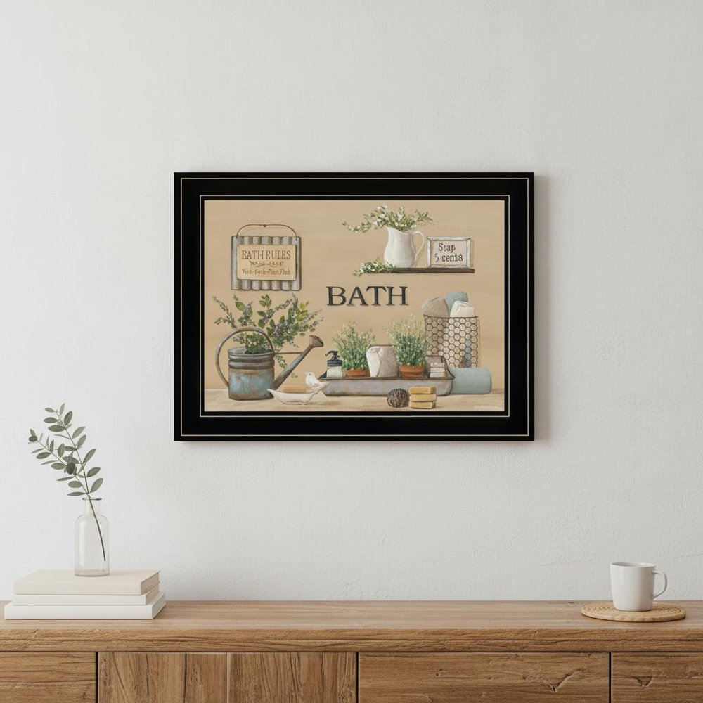 Farmhouse Bath Black Framed Print Bathroom Wall Art