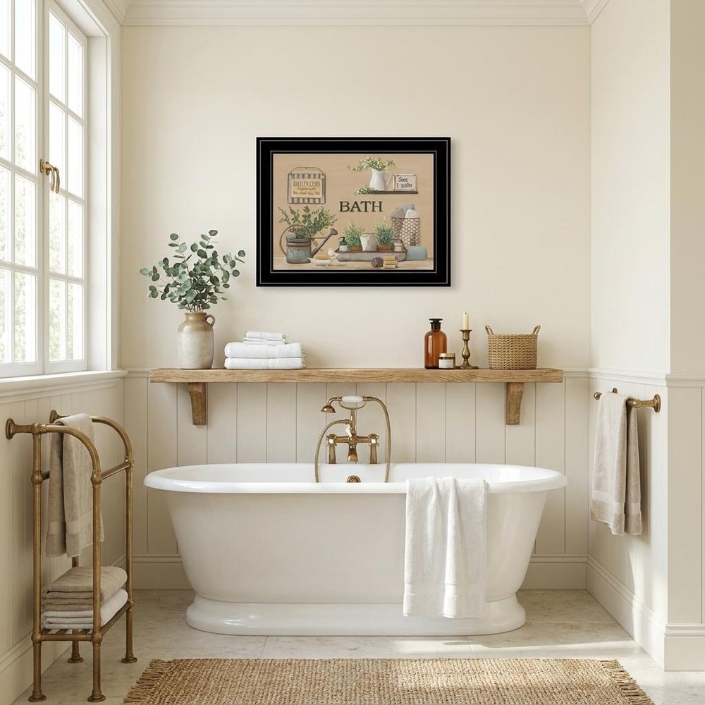 Farmhouse Bath Black Framed Print Bathroom Wall Art