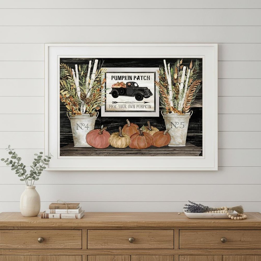 Pumpkin Patch Still Life 2 White Framed Print Wall Art