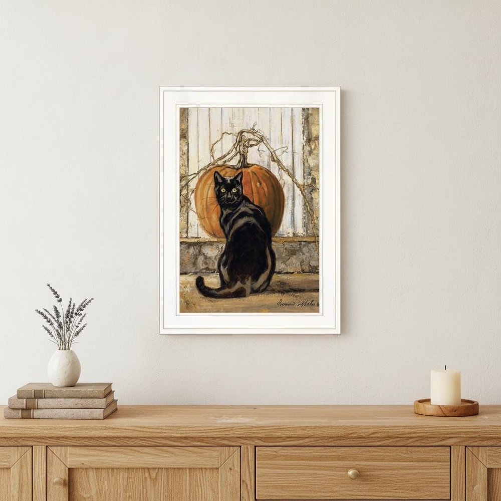 Black Cat 1 White Framed Print Wall Art
