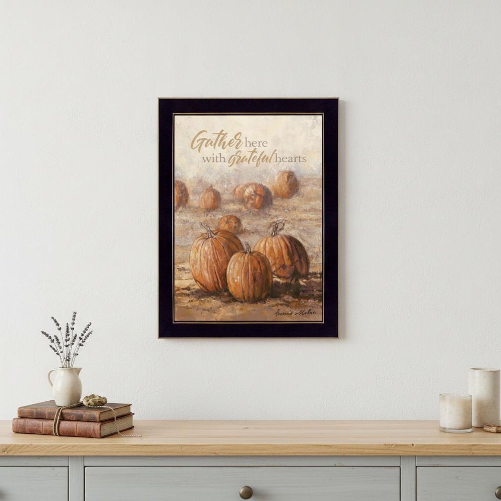 Gather Here With Grateful Hearts 3 Black Framed Print Wall Art