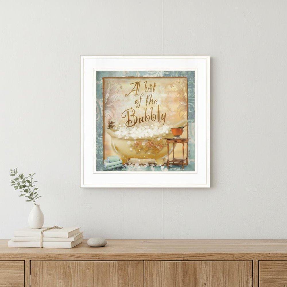 A Bit of Bubbly 1 White Framed Print Bathroom Wall Art