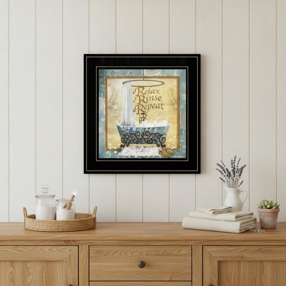Relax Rinse Repeat 2 Black Framed Print Bathroom Wall Art