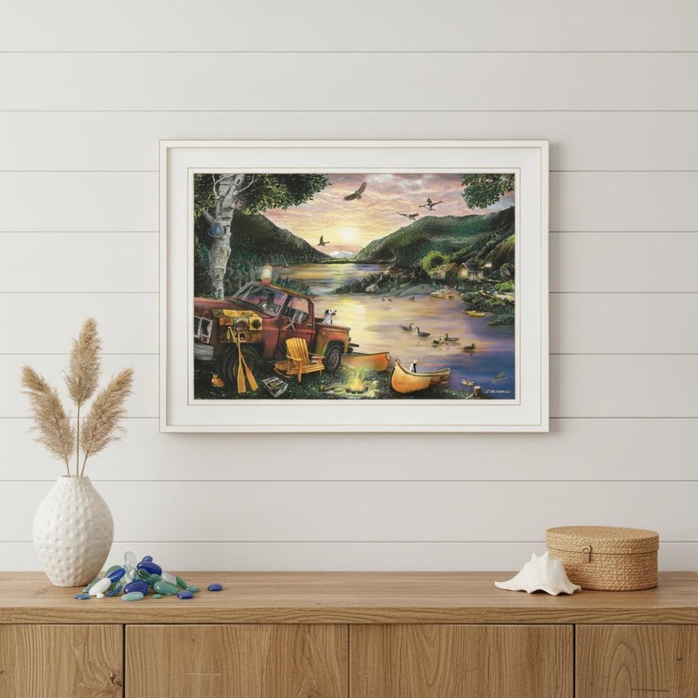 Lakefront Camping I 2 White Framed Print Wall Art