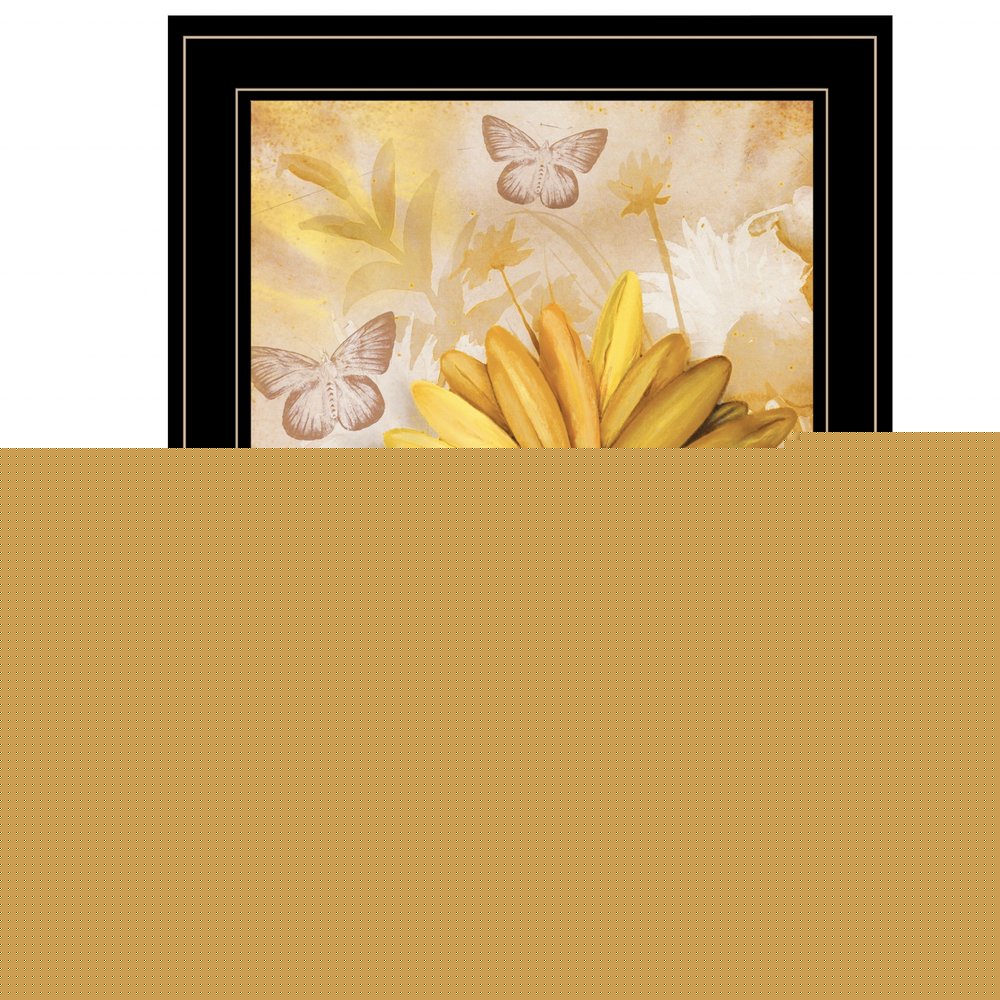 Flowers and Butterflies II 3 Black Framed Print Wall Art