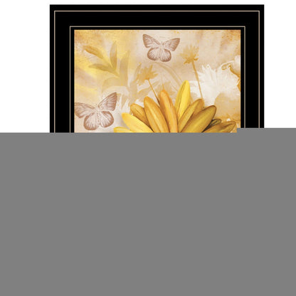 Flowers and Butterflies II 3 Black Framed Print Wall Art