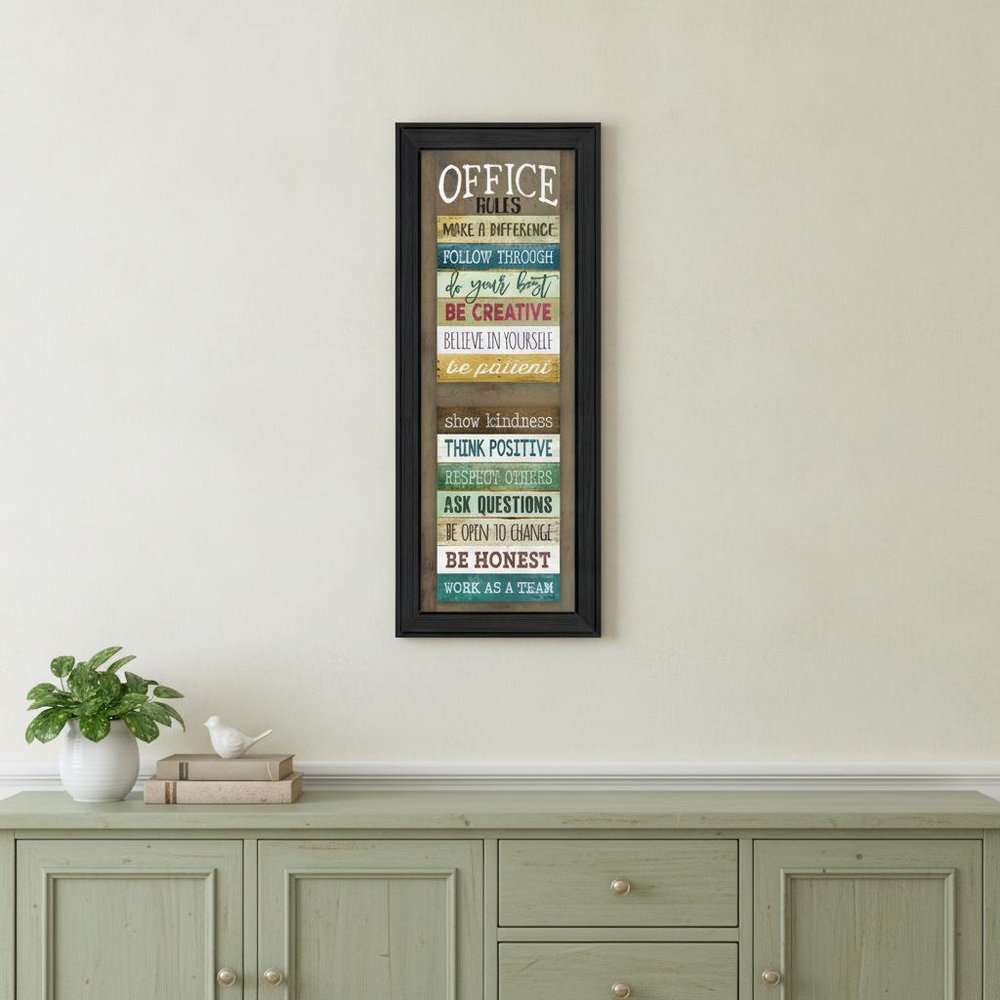 Office Rules 2 Black Framed Print Wall Art