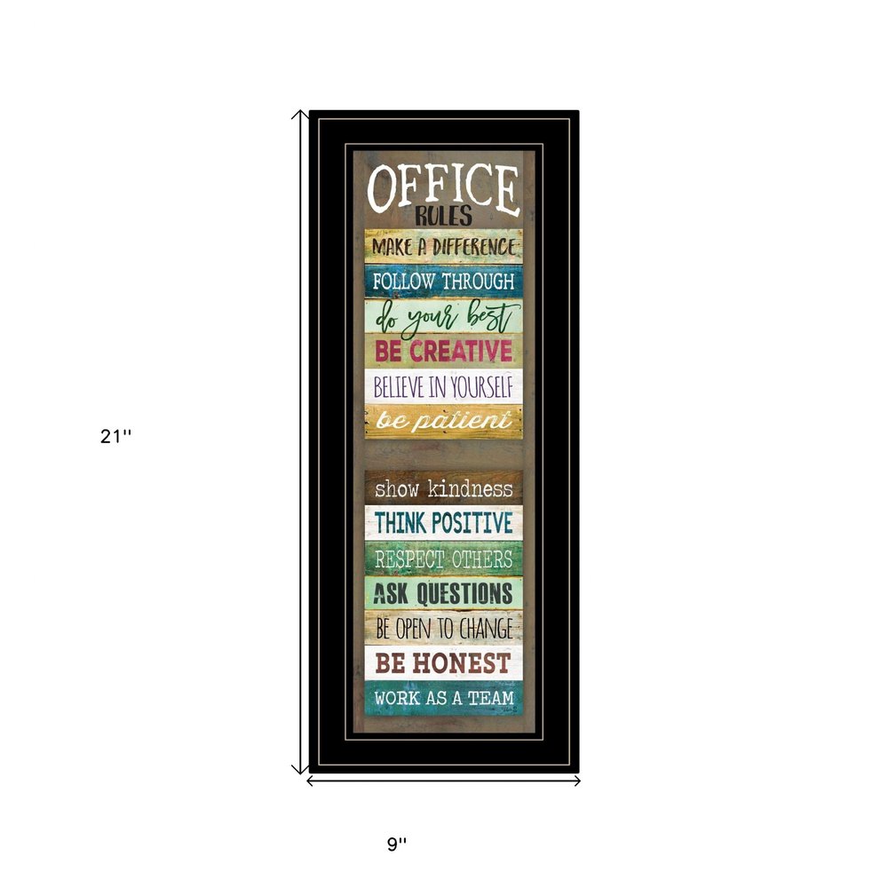 Office Rules 3 Black Framed Print Wall Art