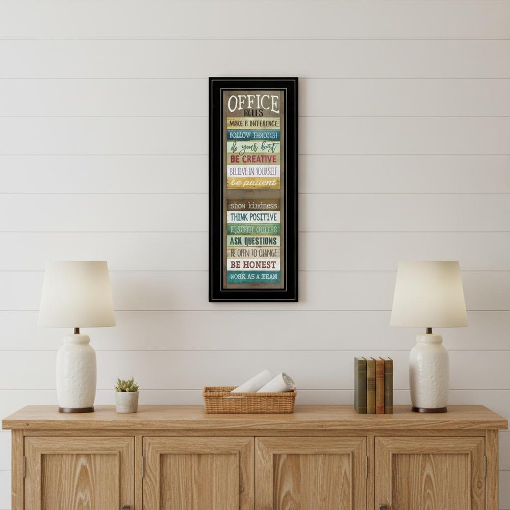 Office Rules 3 Black Framed Print Wall Art