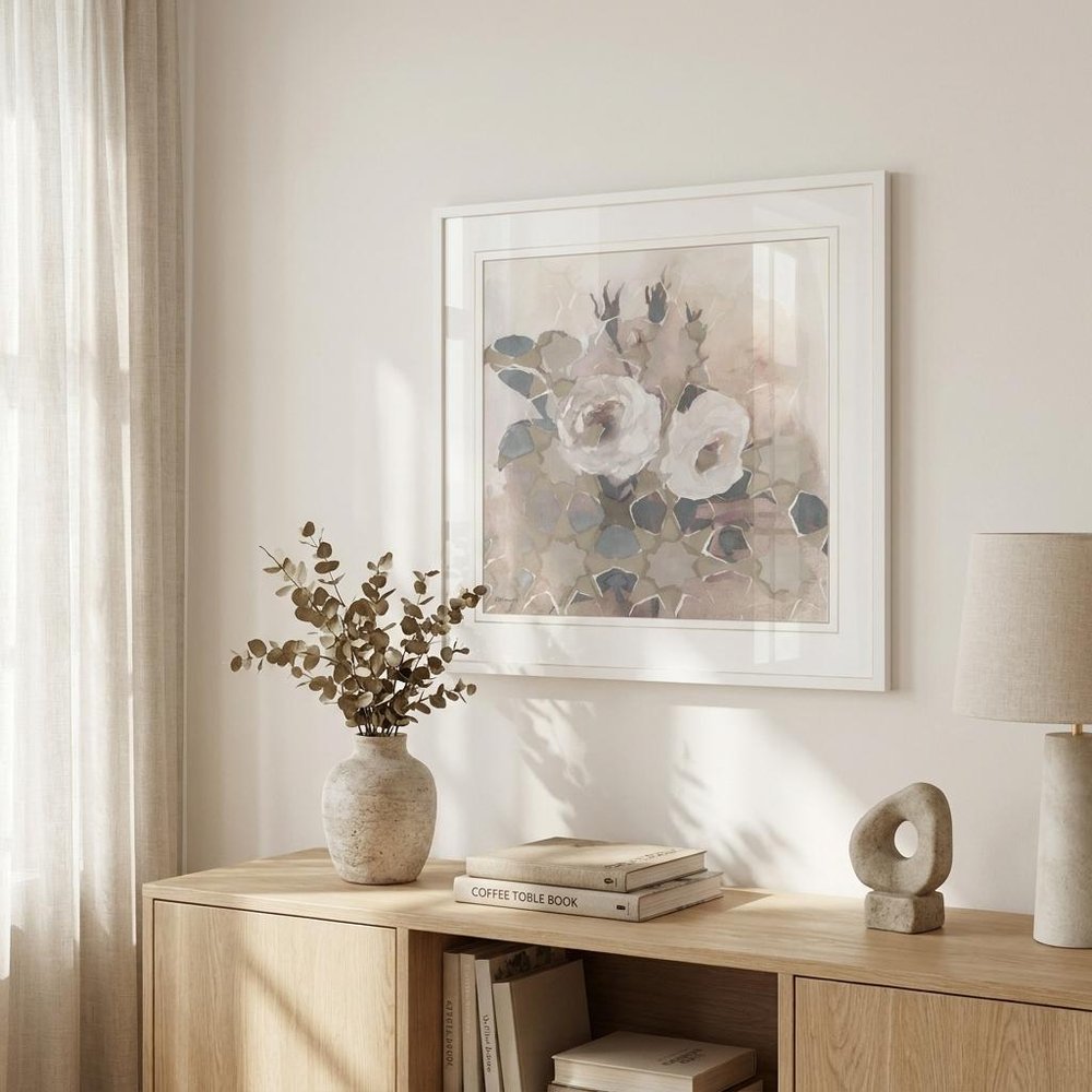 Transitional Blooms I 2 White Framed Print Wall Art