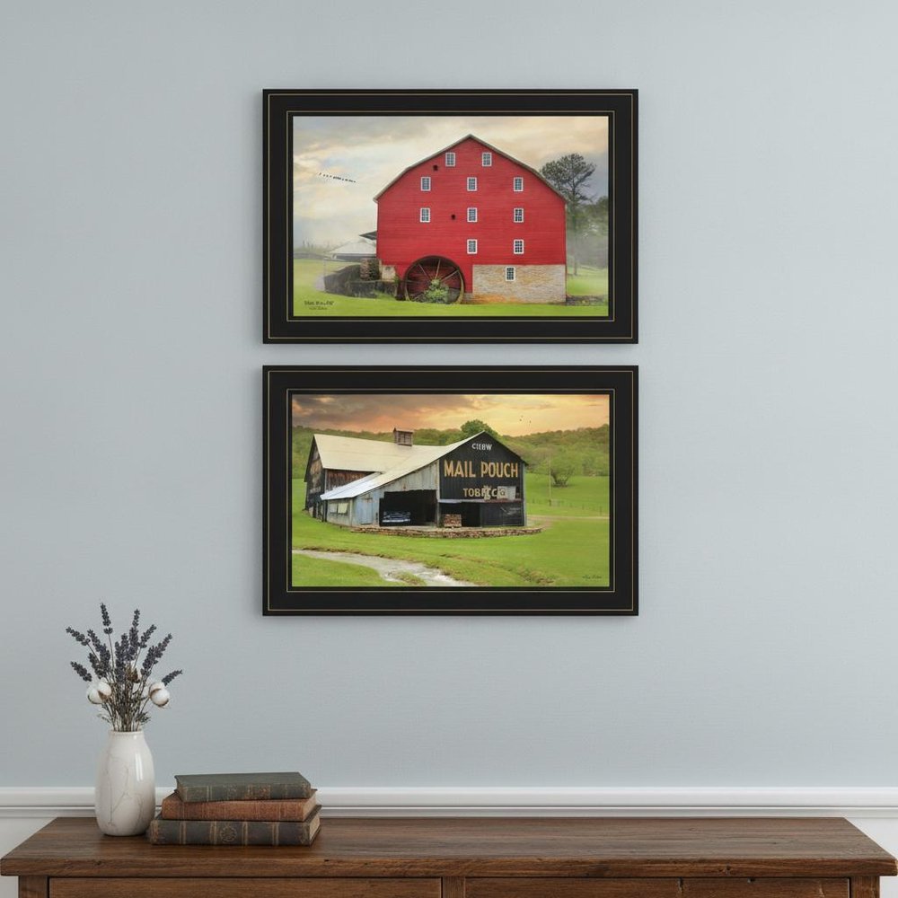 Set Of Two Mail Pouch Barn and Mill 2 Black Framed Print Wall Art