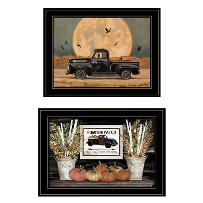 Set Of Two Harvest Moon 2 Black Framed Print Kitchen Wall Art