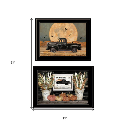 Set Of Two Harvest Moon 2 Black Framed Print Kitchen Wall Art