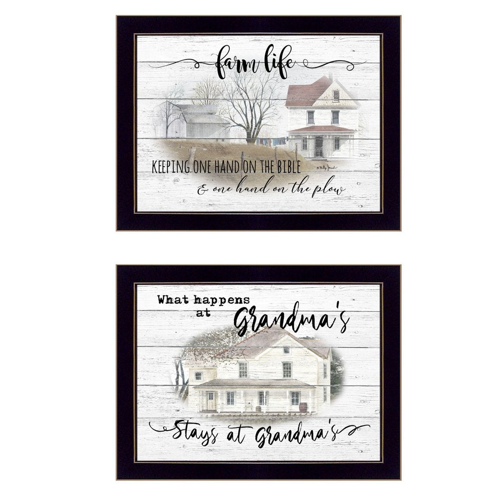 Set Of Two Stays at Grandmas Black Framed Print Wall Art