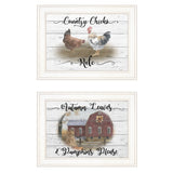 Set Of Two Country Living White Framed Print Wall Art