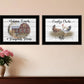 Set Of Two Chickens and Autumn Black Framed Print Wall Art