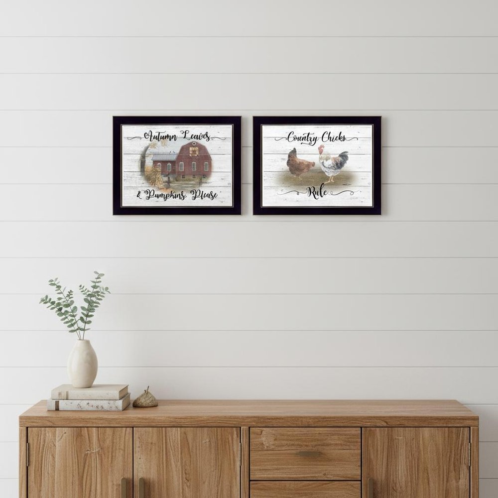 Set Of Two Country Living Black Framed Print Wall Art