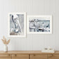 Set Of Two Pelican Party White Framed Coastal Wall Art