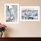 Set Of Two Pelican Party White Framed Coastal Wall Art