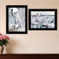 Set Of Two Pelican Party Black Framed Coastal Wall Art