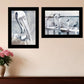 Set Of Two Pelican Party Black Framed Coastal Wall Art