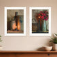 Set Of Two Country Candlelight White Framed Print Wall Art