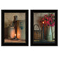 Set Of Two Country Candlelight Black Framed Print Wall Art