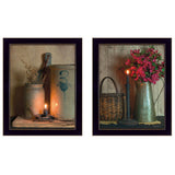 Set Of Two Country Candlelight Black Framed Print Wall Art