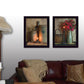 Set Of Two Country Candlelight Black Framed Print Wall Art