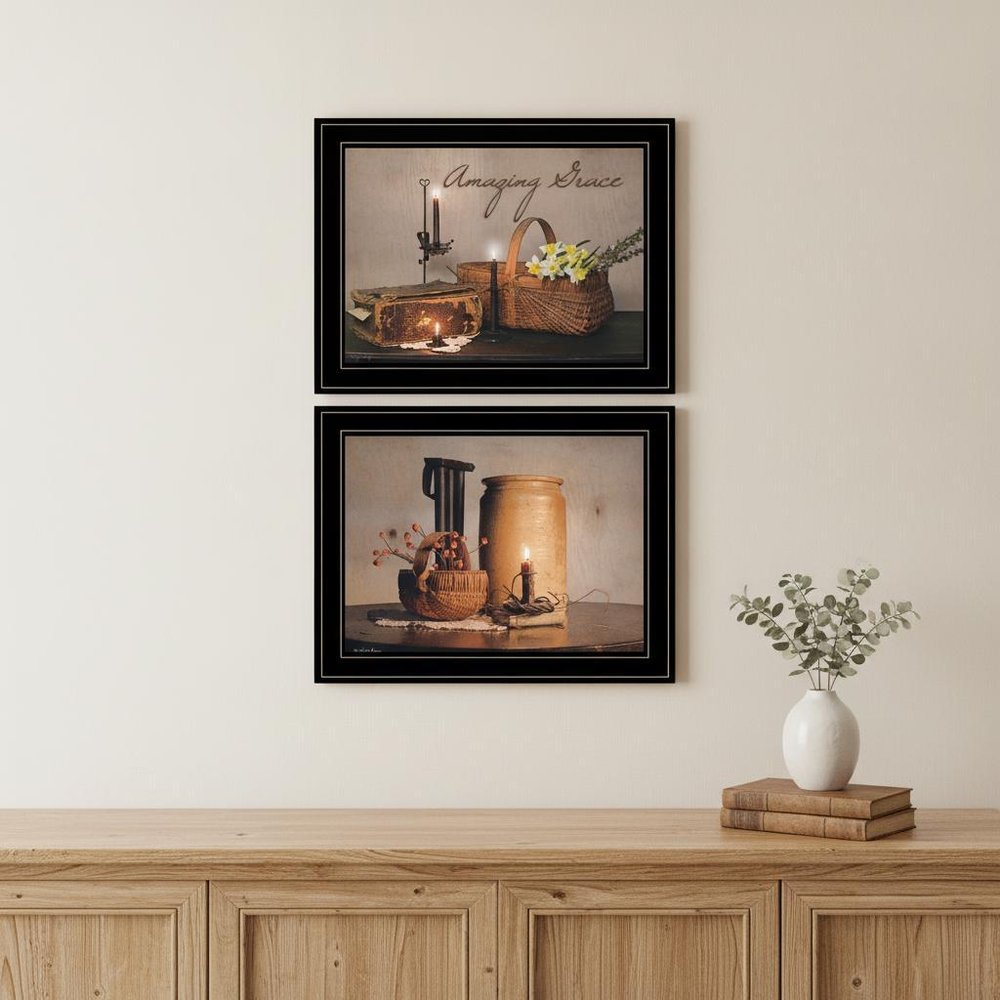 Set Of Two Amazing Grace 6 Black Framed Print Kitchen Wall Art