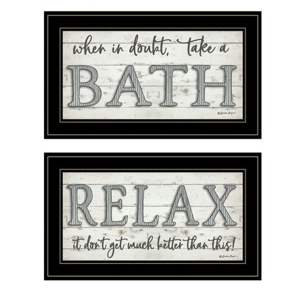 Set Of Two Bath Relax 2 Black Framed Print Bathroom Wall Art