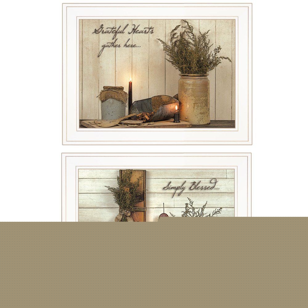Set Of Two Blessed Gathering 1 White Framed Print Kitchen Wall Art