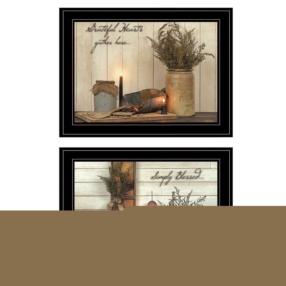 Set Of Two Blessed Gathering 2 Black Framed Print Kitchen Wall Art