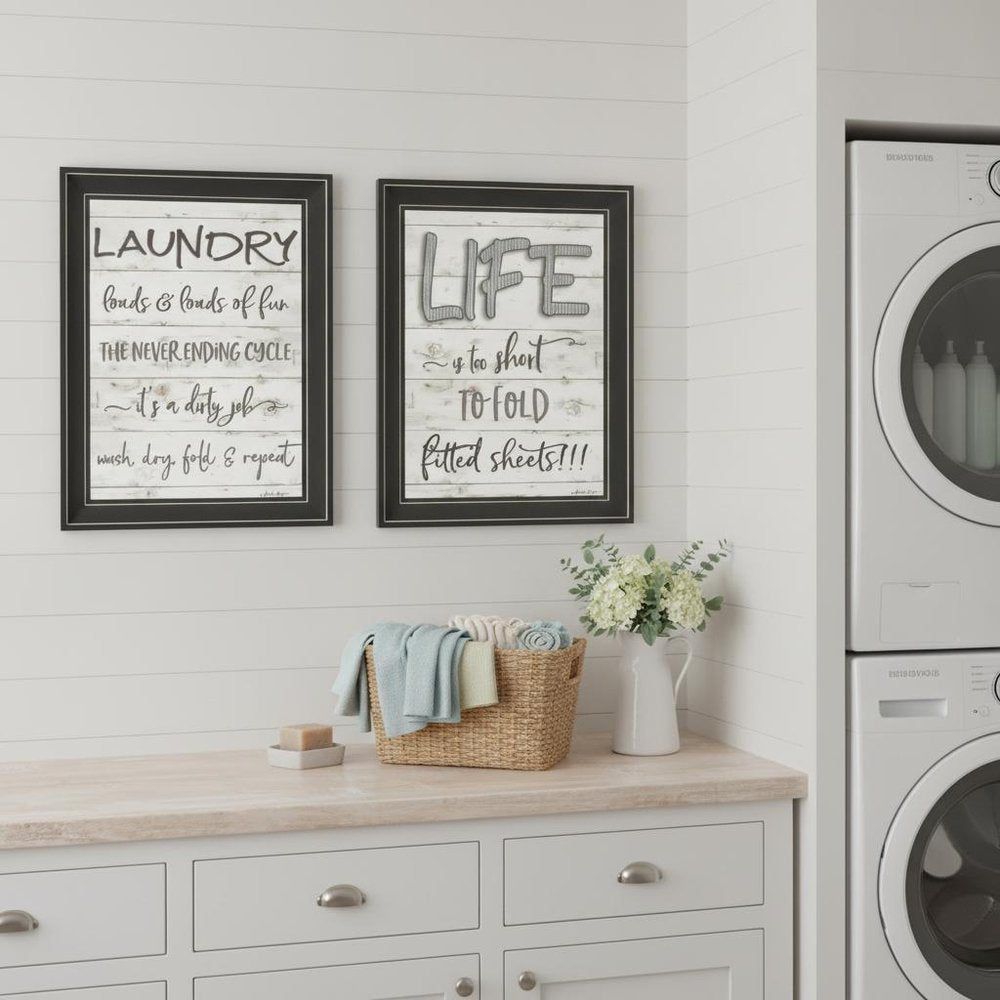 Set Of Two Loads of Fun 2 Black Framed Print Bathroom Wall Art