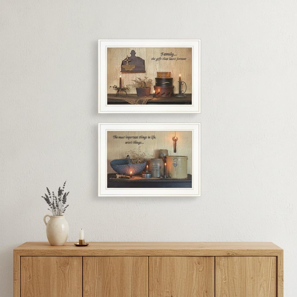 Set Of Two Family Forever White Framed Print Wall Art