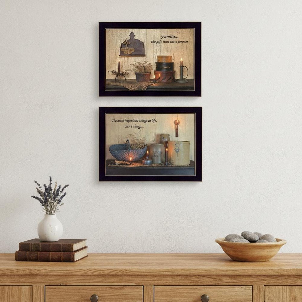 Set Of Two Family Forever 3 Black Framed Print Wall Art