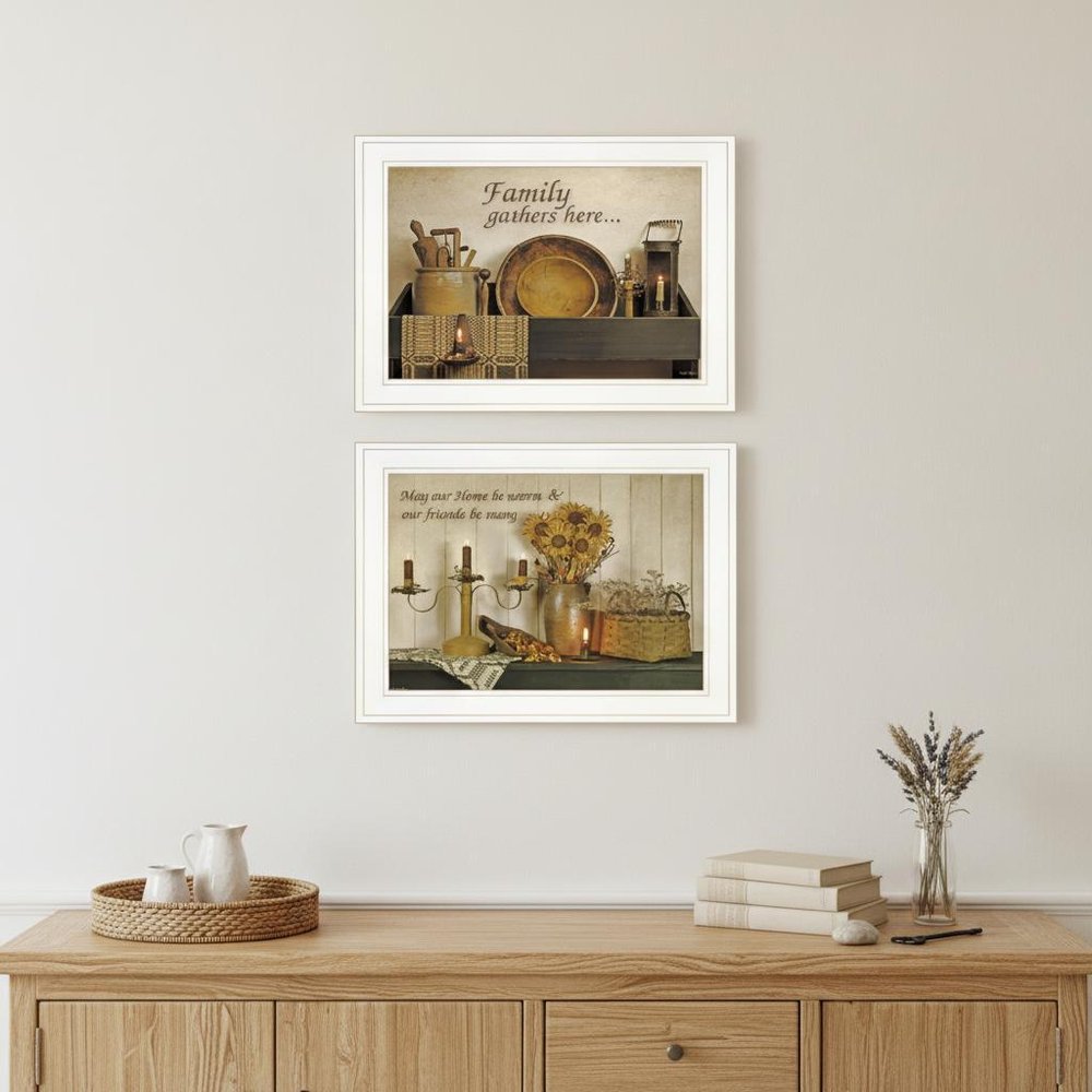 Set Of Two May Our Hearts Be warm 1 White Framed Print Kitchen Wall Art
