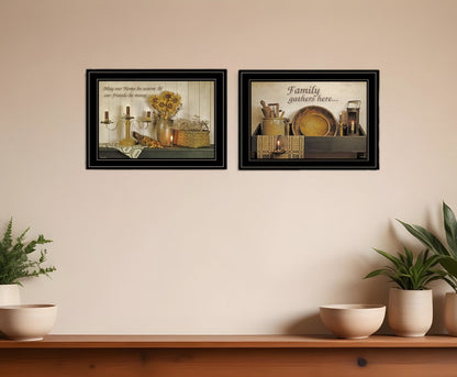 Set Of Two May Our Hearts Be Warm 2 Black Framed Print Kitchen Wall Art