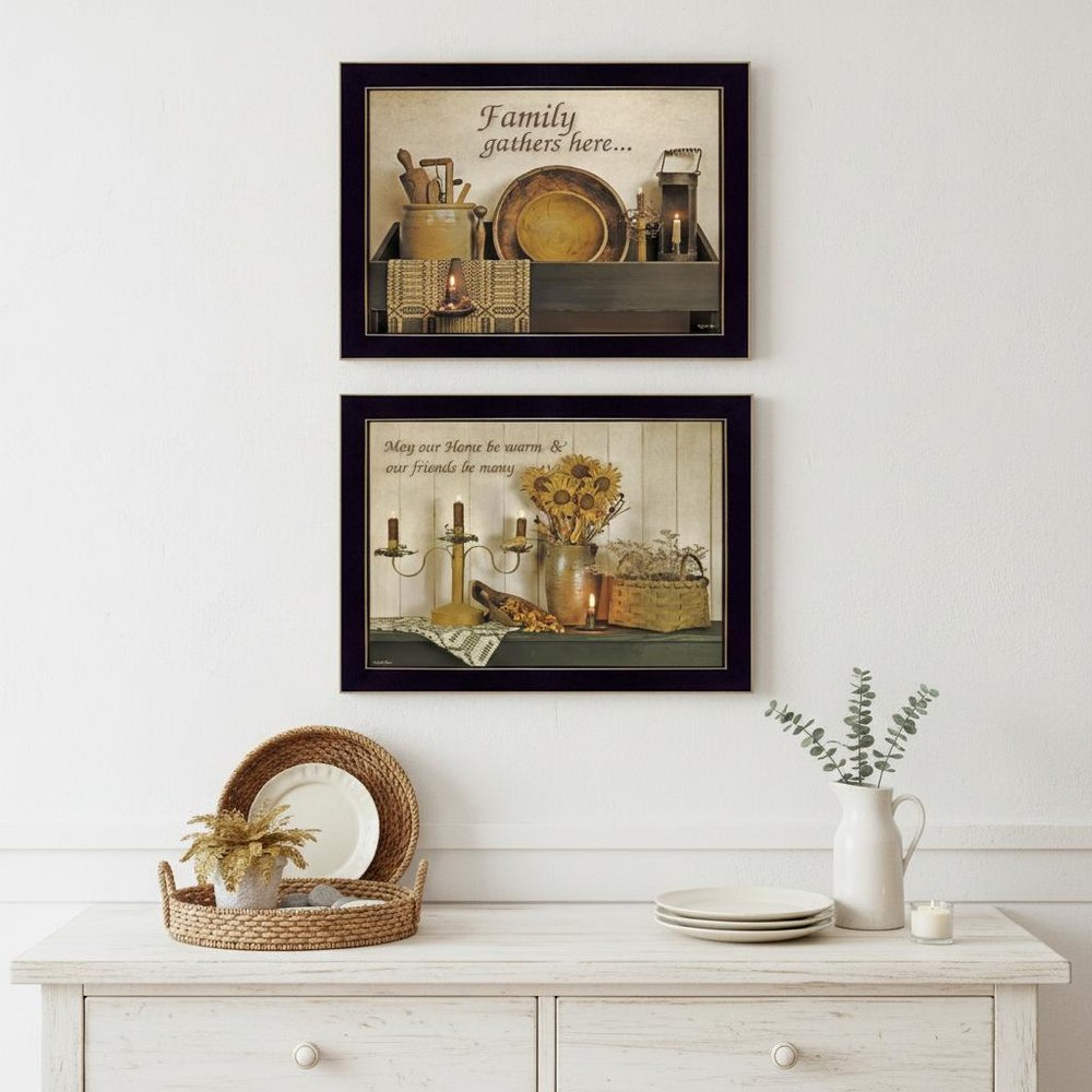 Set Of Two May Our Hearts Be warm 3 Black Framed Print Kitchen Wall Art