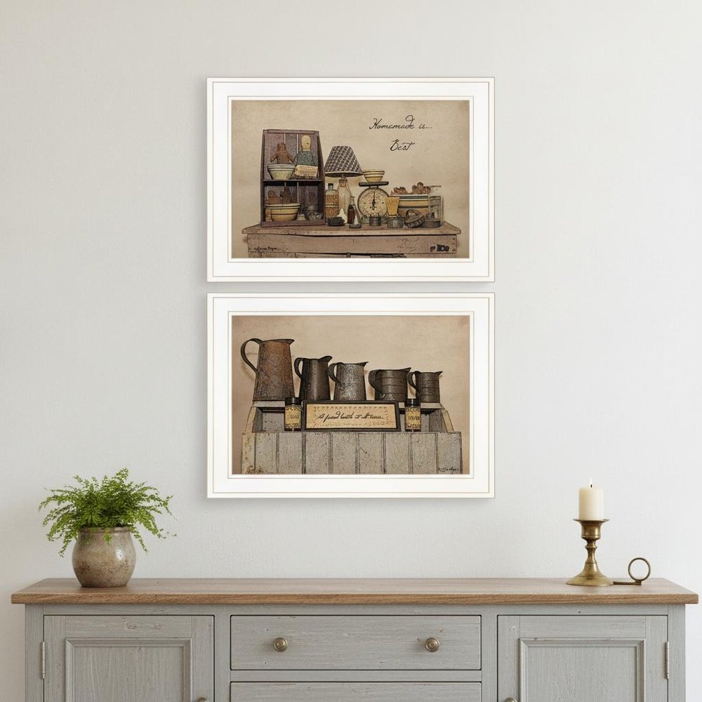 Set Of Two Homemade is Best 1 White Framed Print Kitchen Wall Art