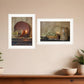 Set Of Two Candle Light and Flowers 1 White Framed Print Wall Art
