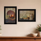 Set Of Two Candle Light and Flowers 2 Black Framed Print Wall Art
