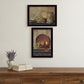 Set Of Two Candle Light and Flowers 3 Black Framed Print Wall Art