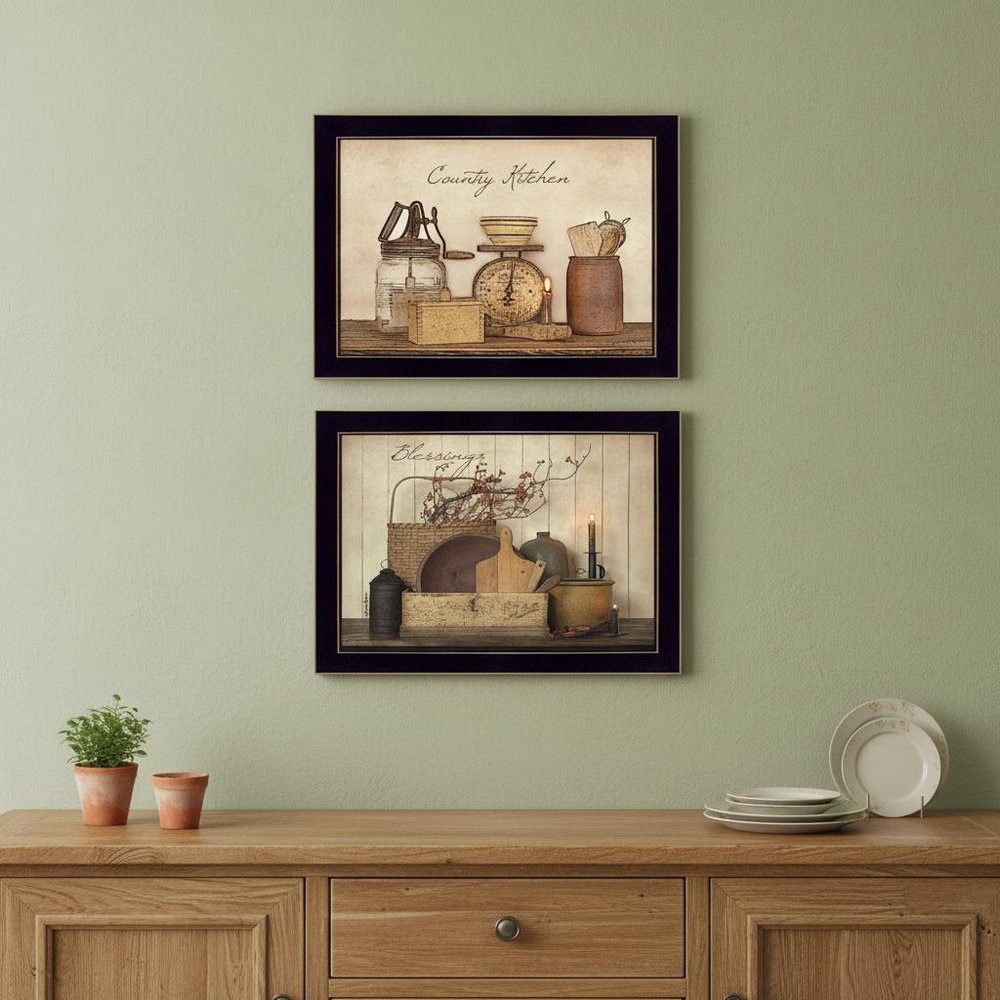 Set Of Two Candlelight and Flowers 3 Black Framed Print Wall Art
