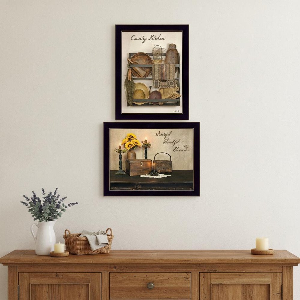 Grateful and Blessed Black Framed Print Kitchen Wall Art