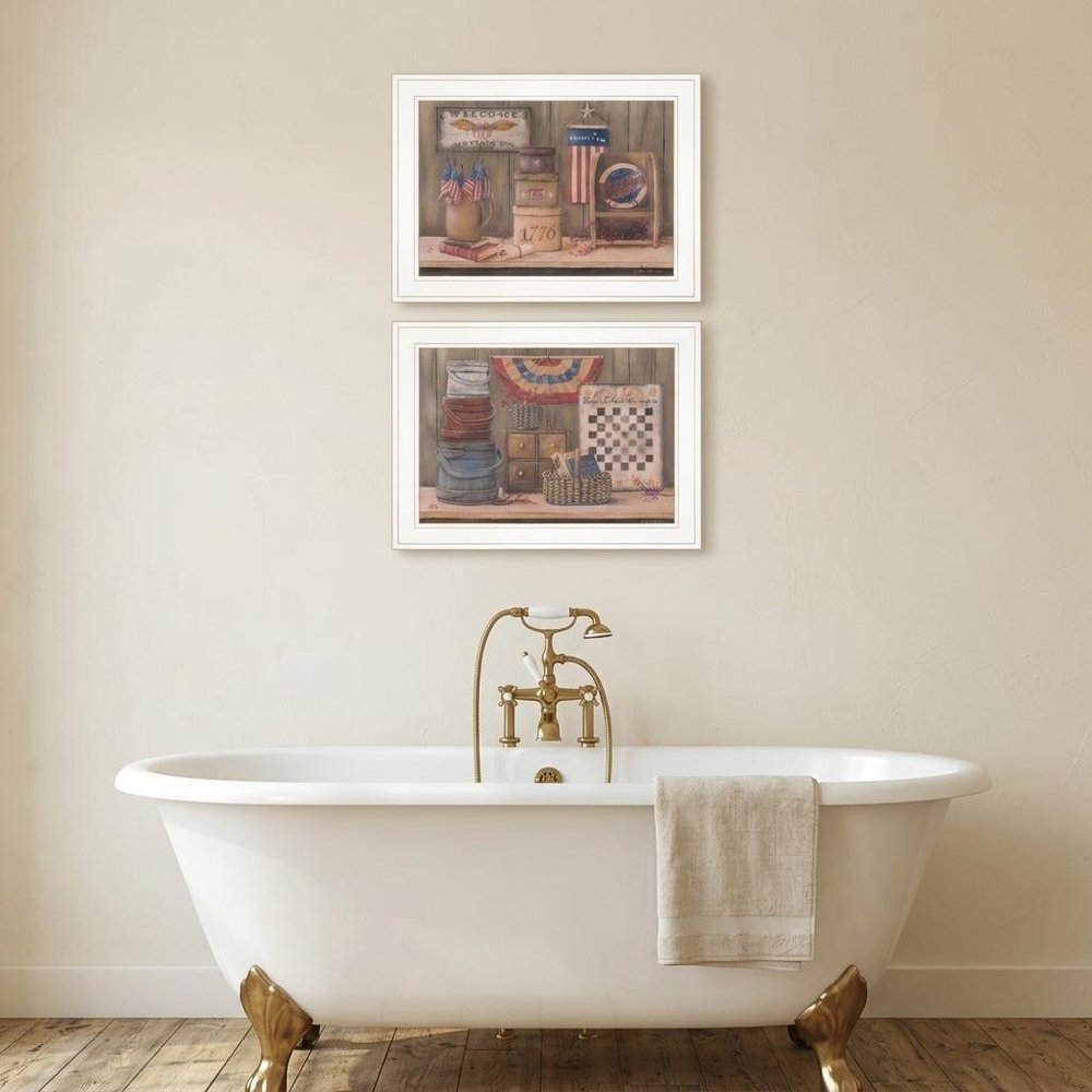 Set Of Two Sweet Land of Liberty 2 White Framed Print Wall Art